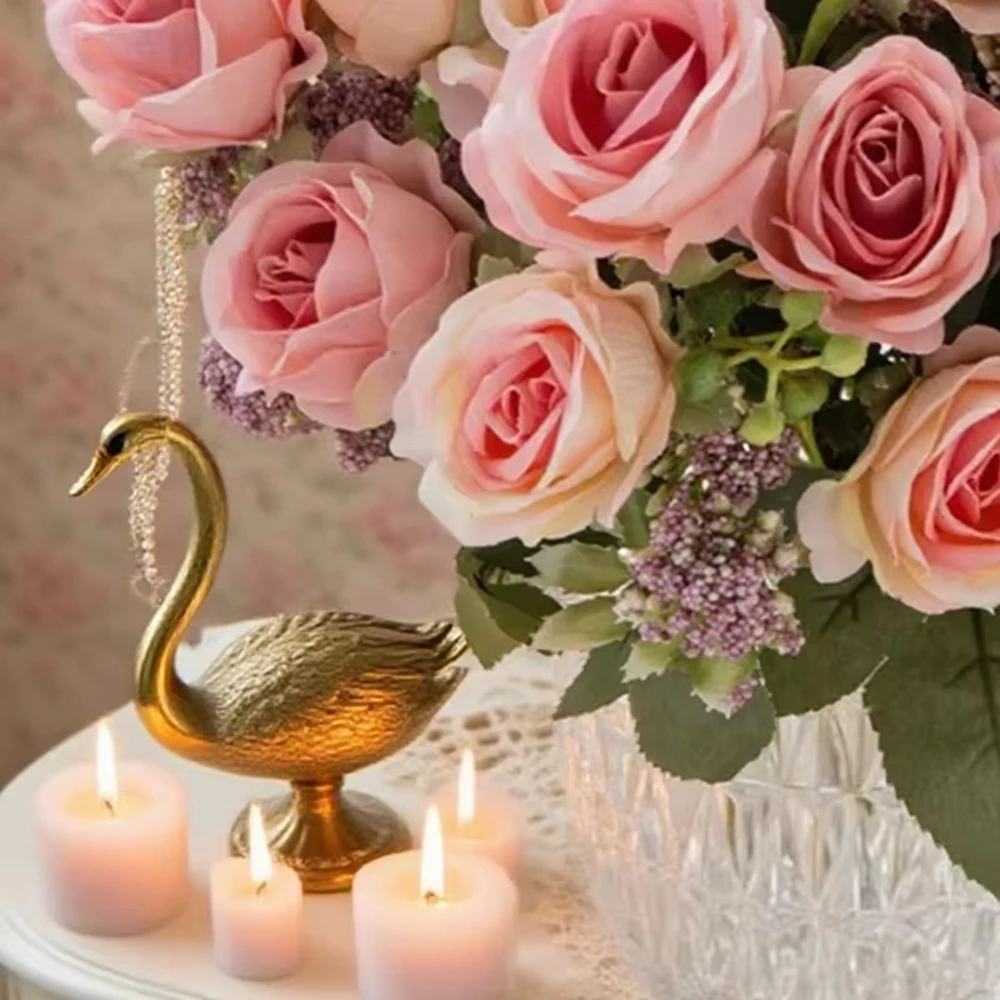 

5pcs Artificial Flowers Silk Rose Brial Bouquet Garden Home Room Wedding Yard Outdoor Decora Handmade Diy Gift Props Accessories