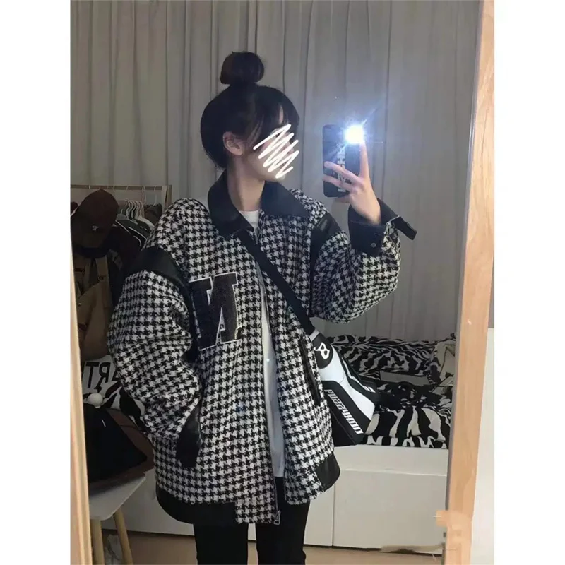 Small Fragrant Wind Thousand Bird Pattern Coat Women\'s Spring and Autumn Loose Splice Versatile Vintage Casual Jacket Top ins Fa