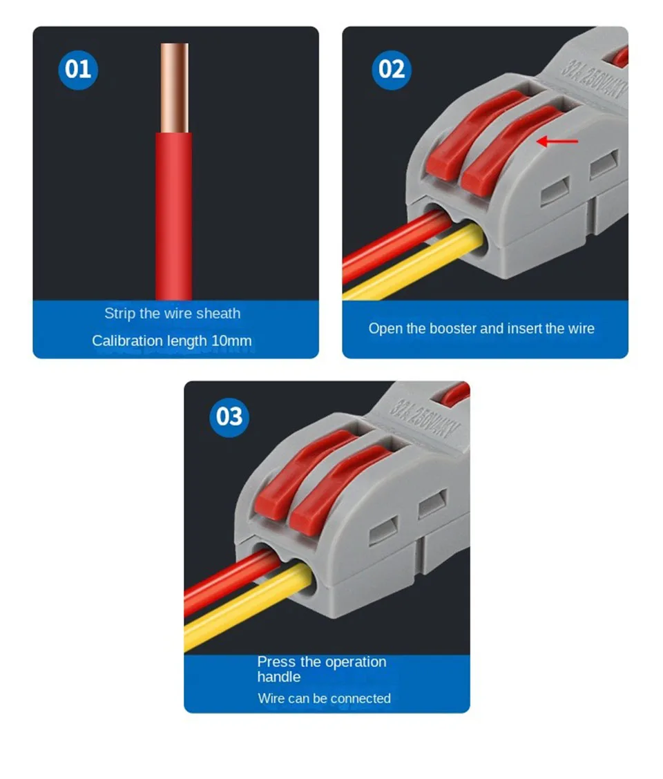 Schnellverdrahtungsanschluss Multiplex-Ausgang Push-in-Kabelverbinder Elektrische Anschlussdose Universelle Kabelverbindungsklemme – Detail 10