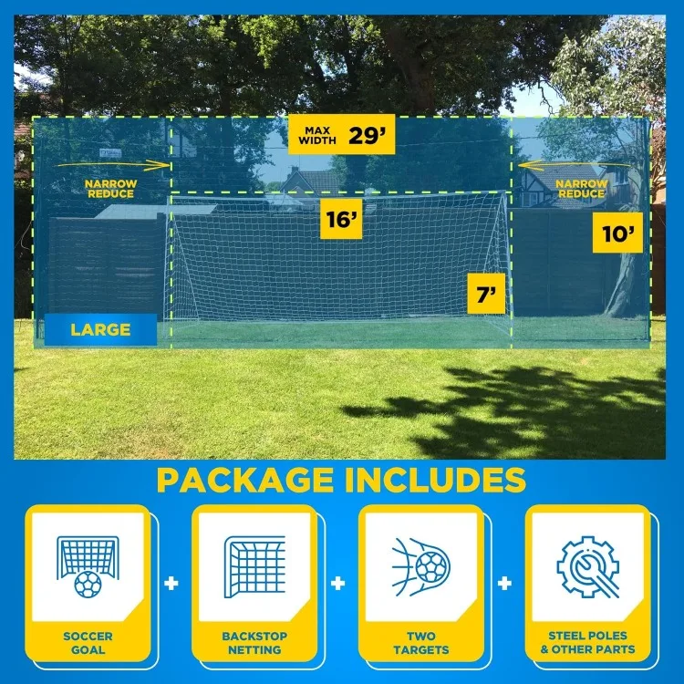 Net & Soccer Backstop Net with Rebounder - Soccer Nets for Backyard All in One & Practice Targets (2 Pack)