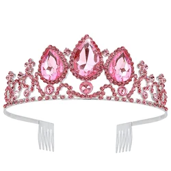 Girl's birthday tiara bridal Crown Pink simple wedding dress Hiar Jewelry Combs tiaras and Crowns for Party Headdress Accessory