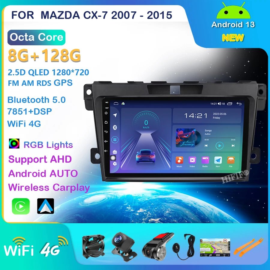 

Android 13 Multimedia Player For 2007 2008 2009 2010 2011-2014 MAZDA CX-7 cx7 cx 7 GPS Navi 2din Video Car Radio Head Unit WiFi