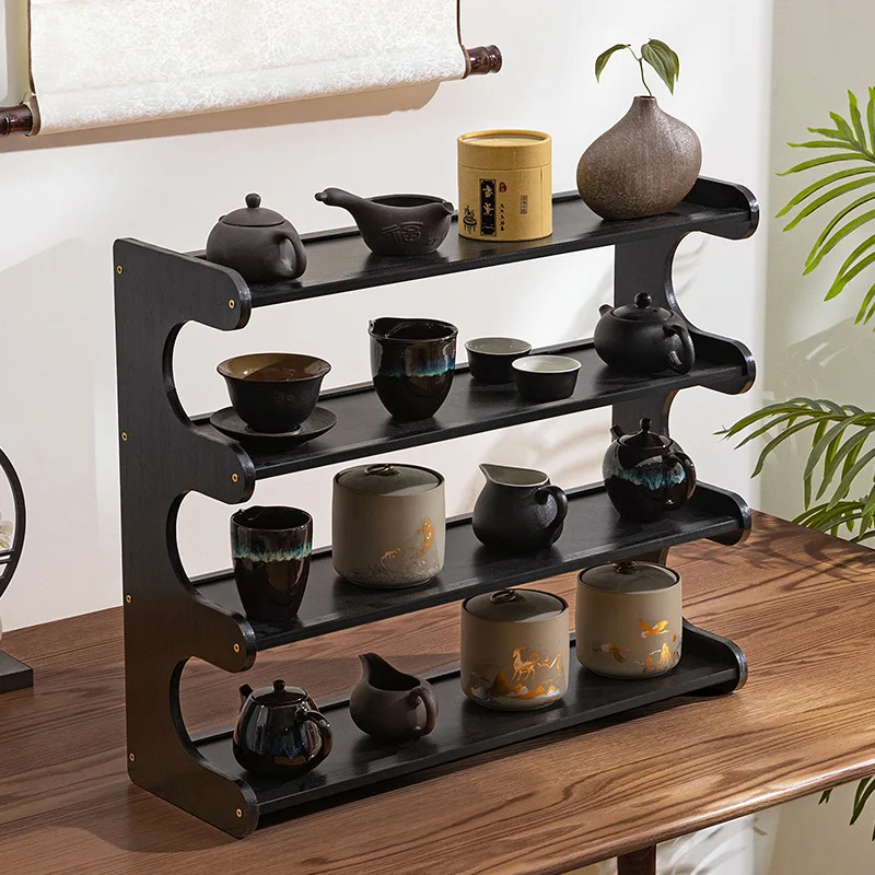 New Chinese desktop Bogu rack ornament modern small tea tea set cup holder storage