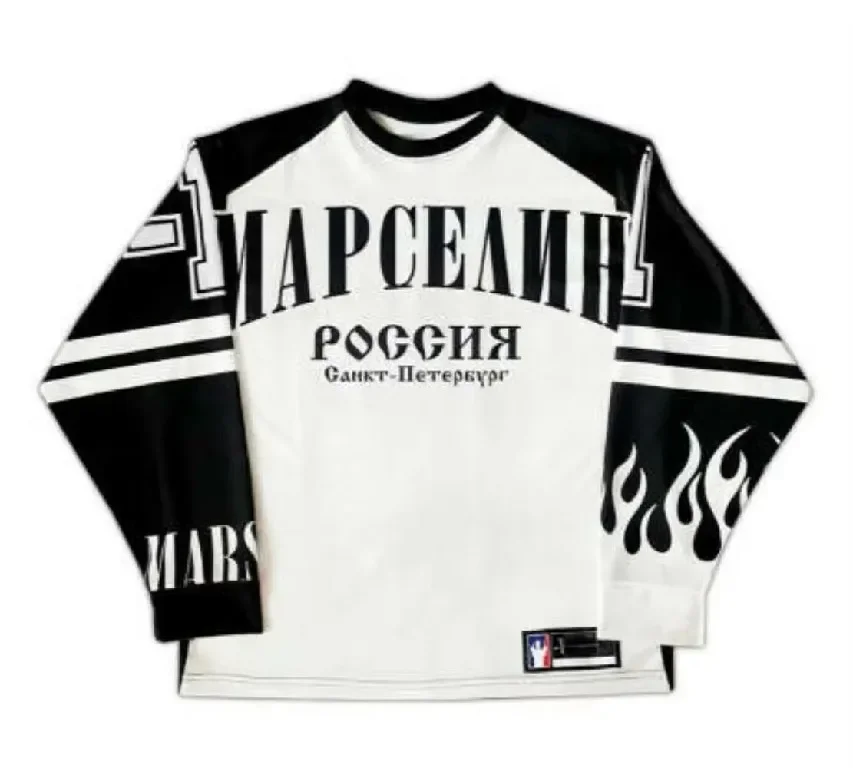 2024 Россия Jersey Y2K Sweatshirt Harajuku Hip Hop Letters Oversized Pullover Sweatshirt Men Women Breathable Long Sleeve Top