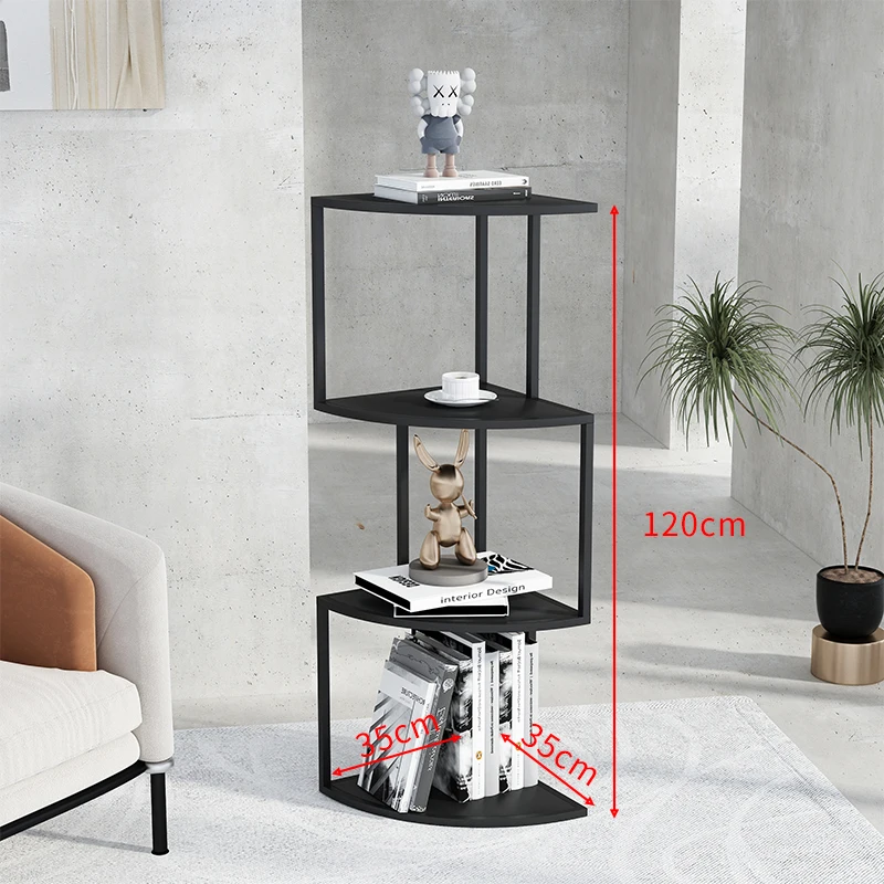 Modern Corner Bookshelf Multi-Tier Floor Standing Display Rack for Living Room Space-Saving Book