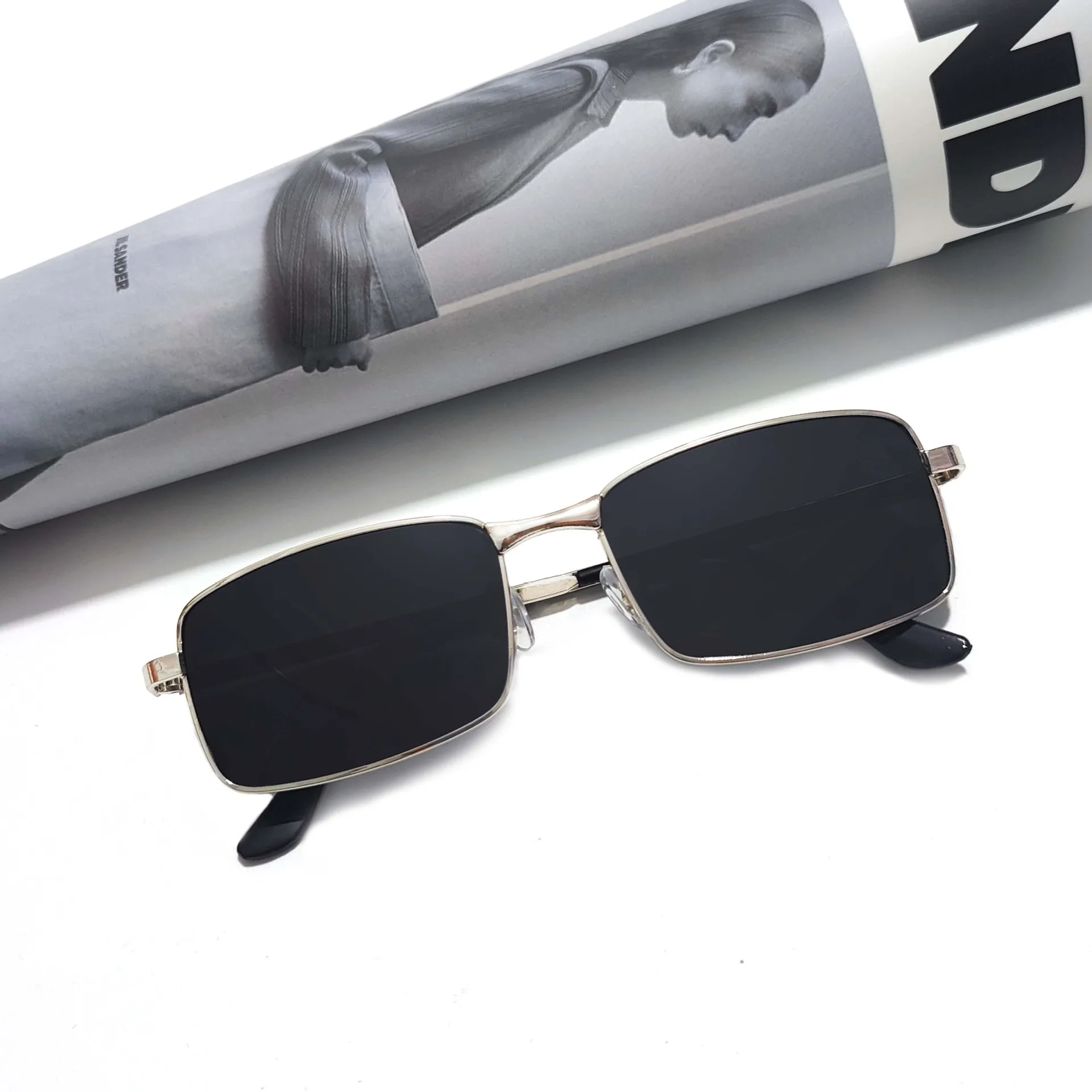 إطار مربع الاستقطاب النظارات الشمسية للرجال النساء موضة ريترو الاتجاه سيارة القيادة الصيد مستطيل نظارات نظارات ظلال الشمس 2025