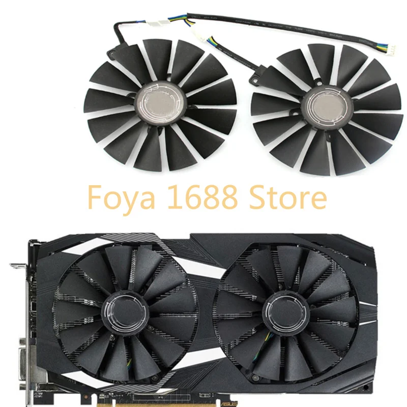 For ASUS DUAL-RX580-8G (13 Leaves/Dual Fan Version) Graphics Card Fans 4 Pin