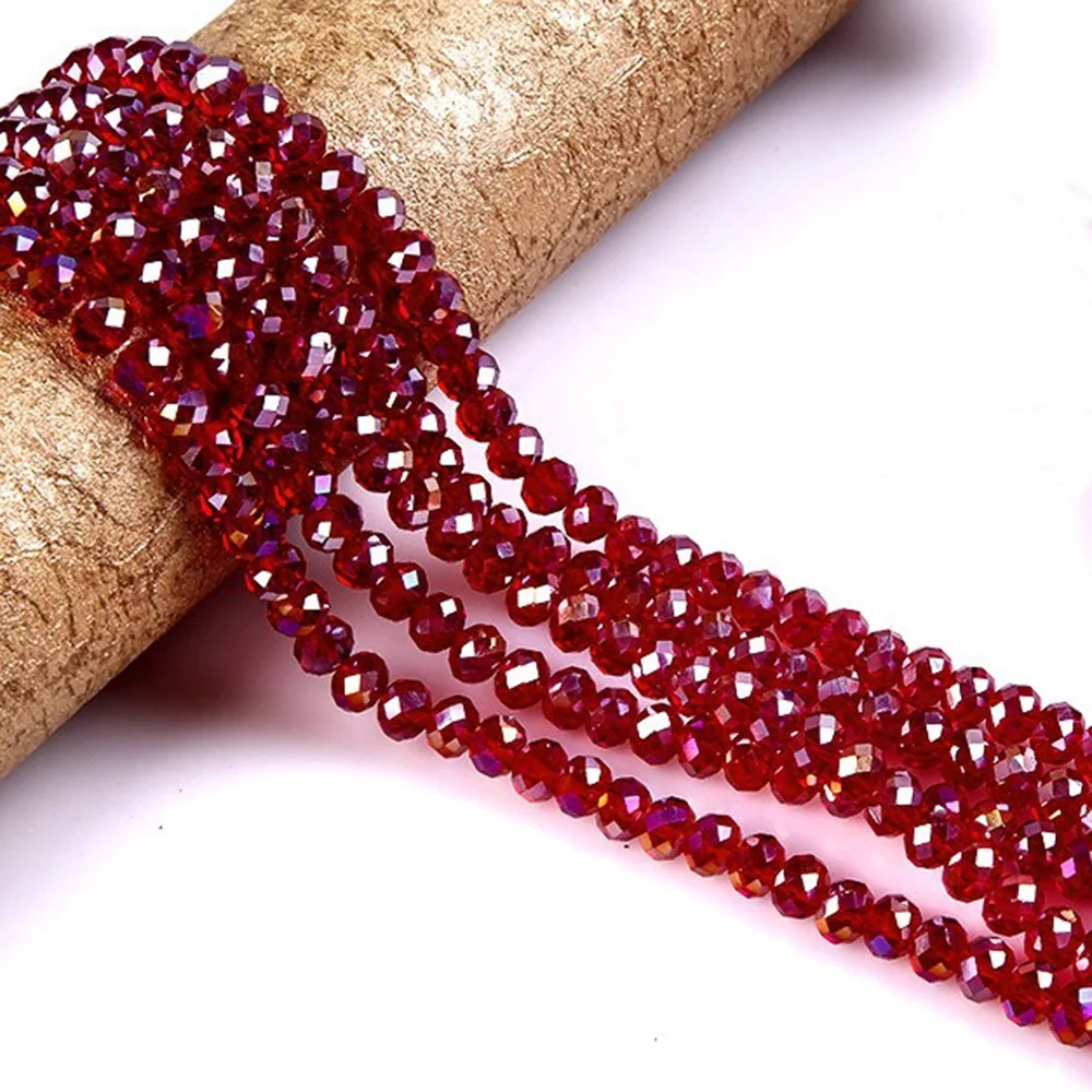 1 2 3 4 6 8 10mm Faceted Red Crystal Beads Round Glass Spacer Beads for Jewelry Accessories DIY Glass Bead Strands D22