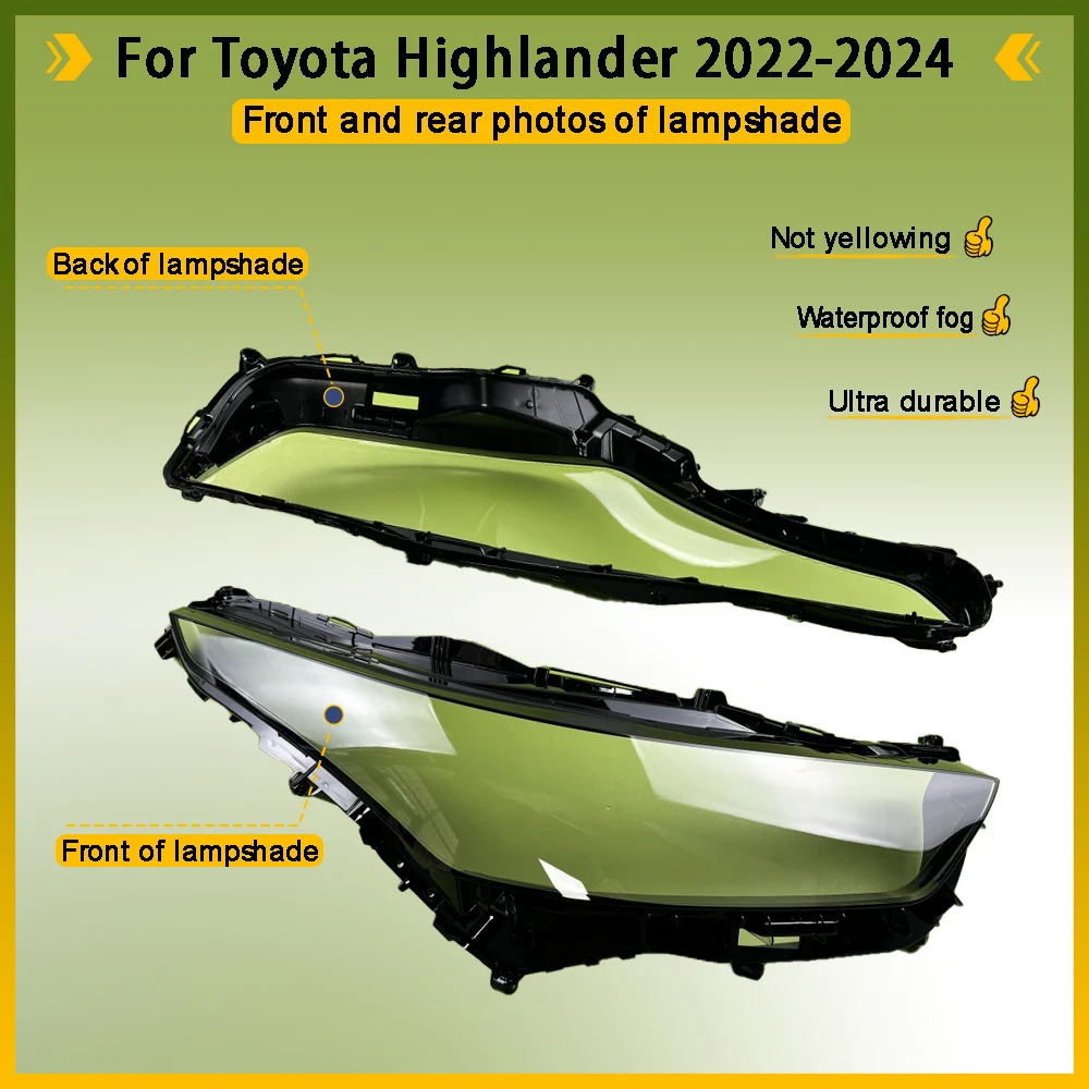 Scheinwerferabdeckung Transparenter Lampenschirm Scheinwerfergehäuse Plexiglas Ersatz für Originalglas für Toyota Highlander 2022 2023 2024