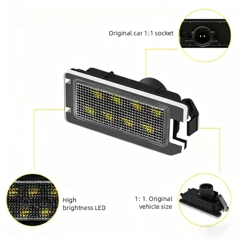 2 قطعة لوحة ترخيص ضوء 12 فولت LED رقم مصباح إشارة الأبيض لمازيراتي ليفانتي 2017 2018 2019 2020 أضواء لوحة ترخيص Led
