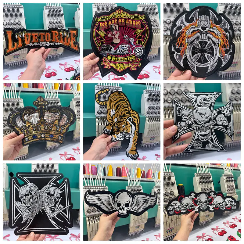 

Motorcycle Club Iron On Patches For Clothing thermoadhesive Patch On Clothes LIVETORIDE Biker Embroidery Big Back Tactical Patch