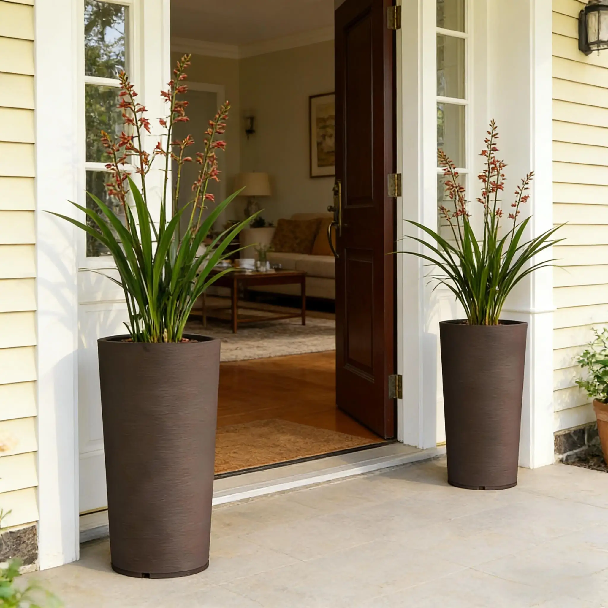 Tall Planter,Stackable Large Planters,Set of 2 Flower Pots