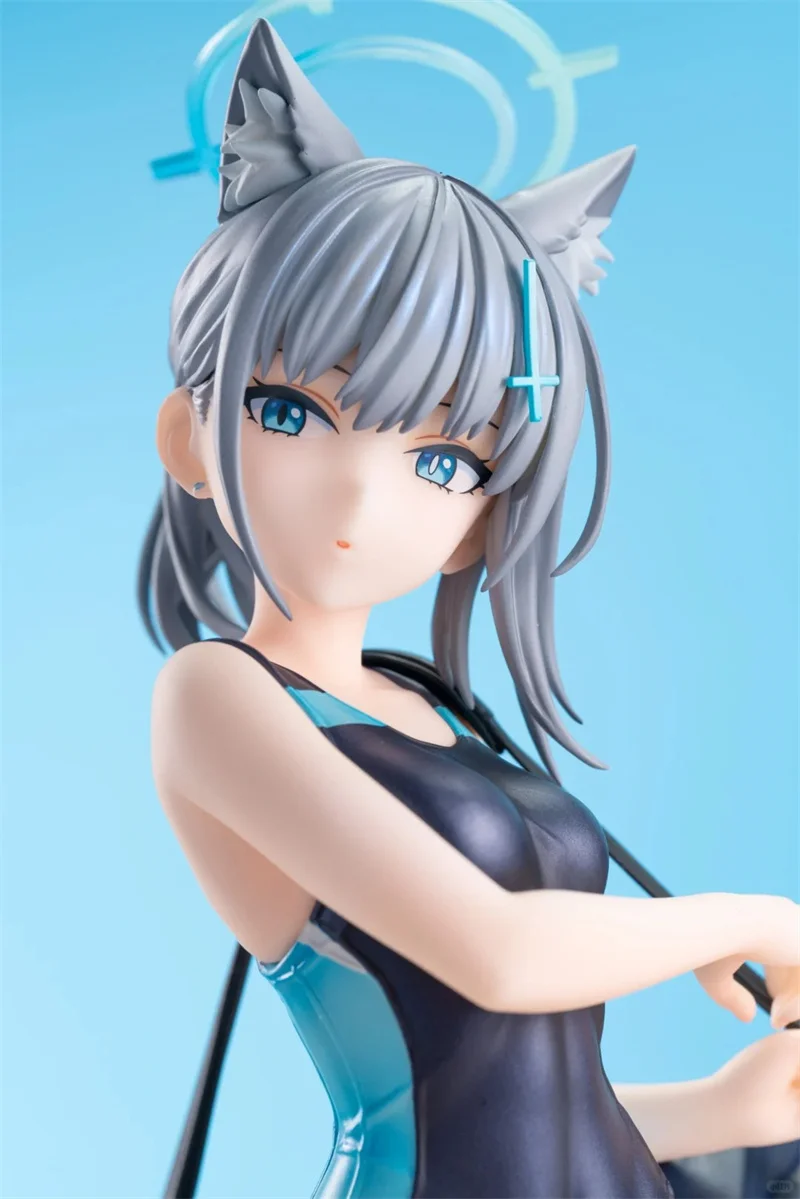 25Cm Blauw Archief 1/7 Anime Figuur Sunaookami Shiroko Badpak Gsc Schattig Beest Oor Schoonheid Meisje Desktop Decor Verzamelstuk Speelgoed Cadeau