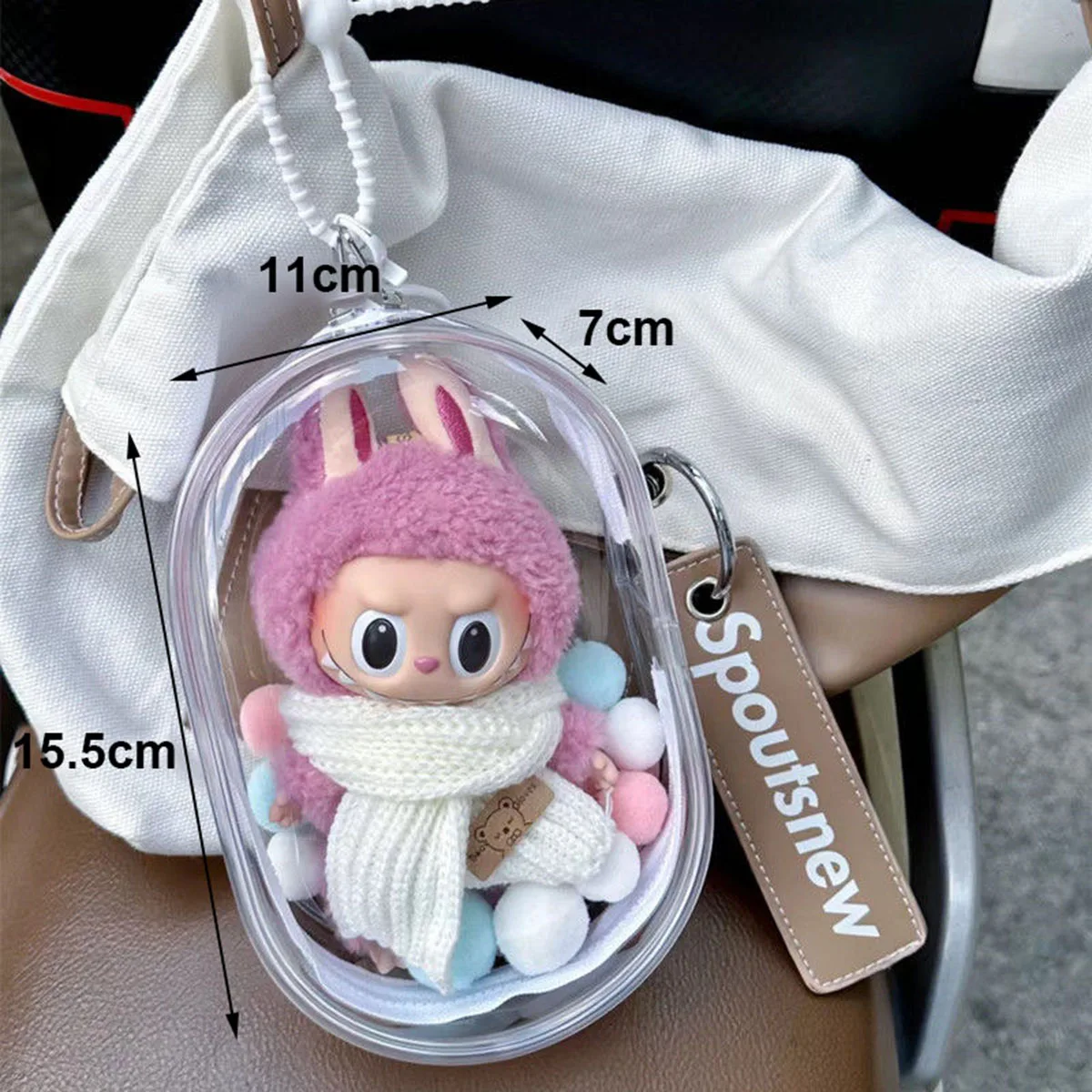 For Labubu Protective Cover Dolls Bag Organizer Box Transparent Doll Storage Bag