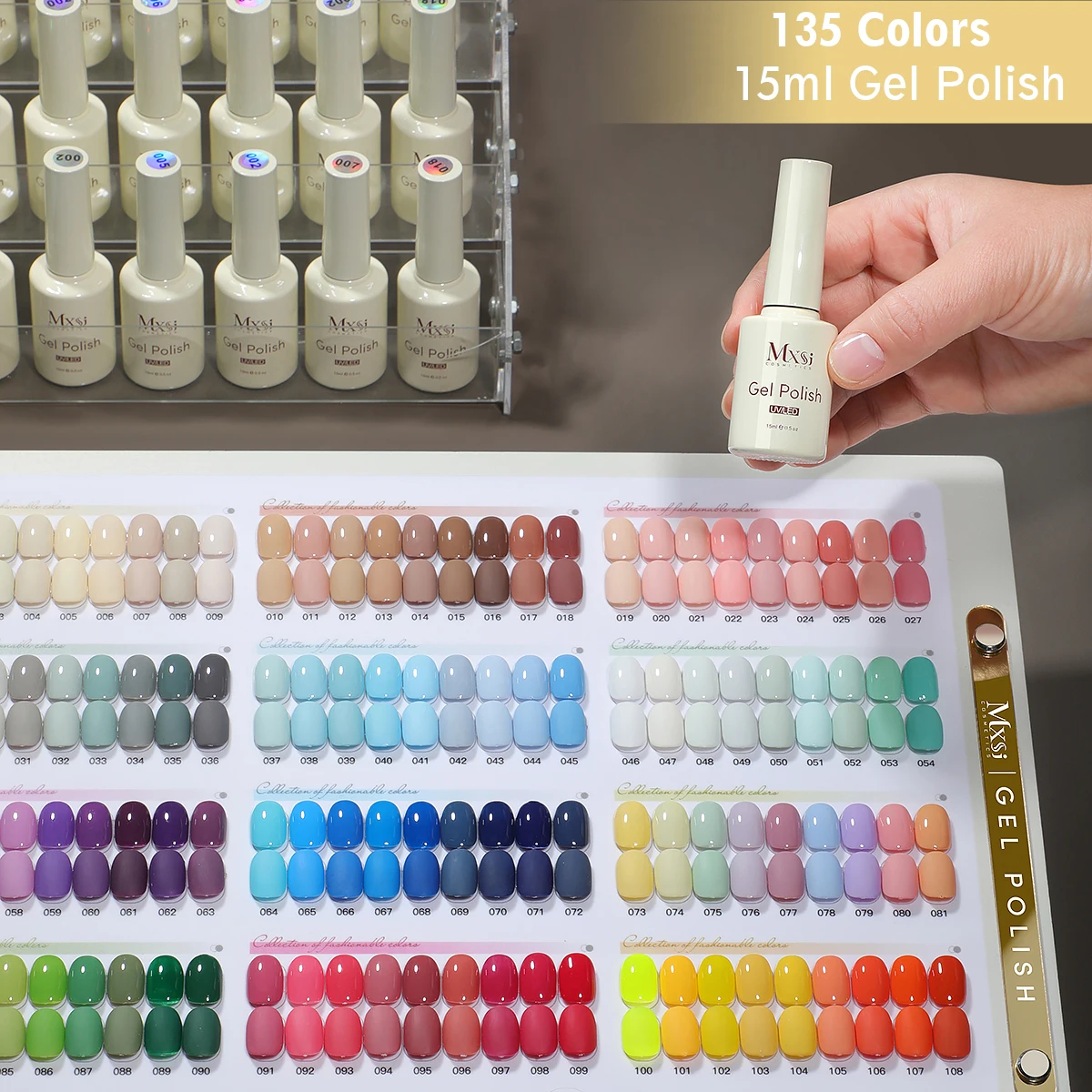 Mxsi Gel Nail Polish Not Set 135 Color 15ml Semi Permanent Gel Varnish Base Top Coat Nail Art Manicure Soak Off LED UV Salon Gel
