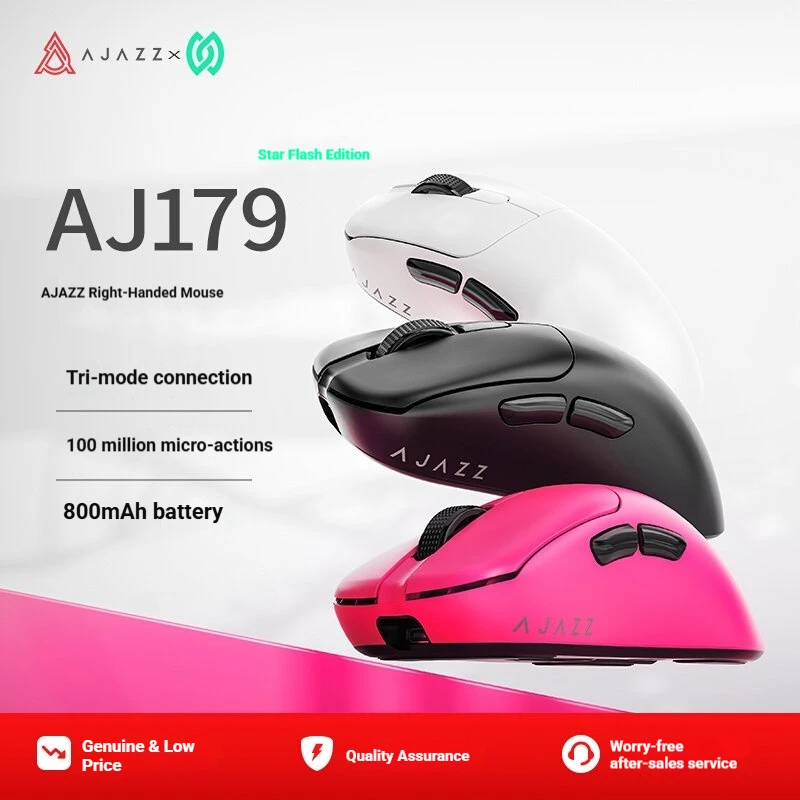 

Ajazz Gaming Mouse Aj179 V2 Right Handed Triple Mode Wireless Bluetooth With Charging Dock Paw3311 Paw3395 Nearlink 800mAh