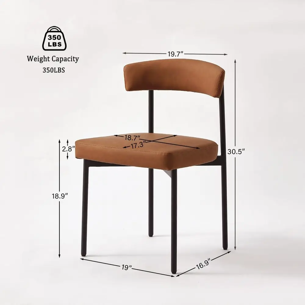 

Faux Leather Dining Chairs Set of 4, Armless Upholstered Kitchen Chair,Modern Dining Room Chair with Curved Backrest