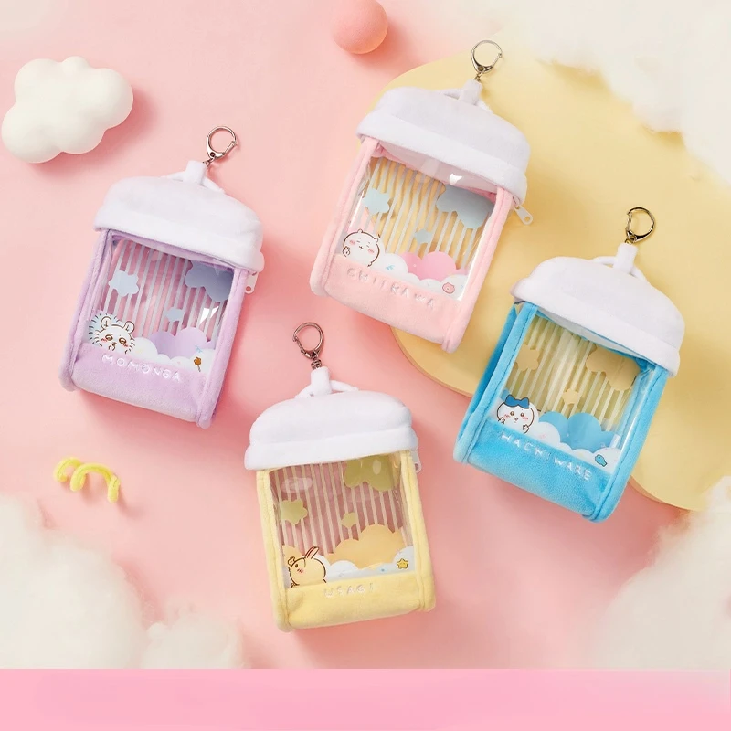 Chiikawa Plush Pendant Pouch Small Storage Bag Cute Soft Stuffed Keychain Mini Coin Purse Case Portable Carry EDC Backpack