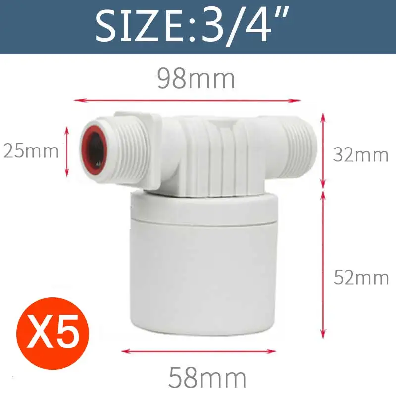 5PCS*Floating Ball Valve Automatic Water Level Control Valve installed inside the float valve for water tank r1/2" 3/4" 1"