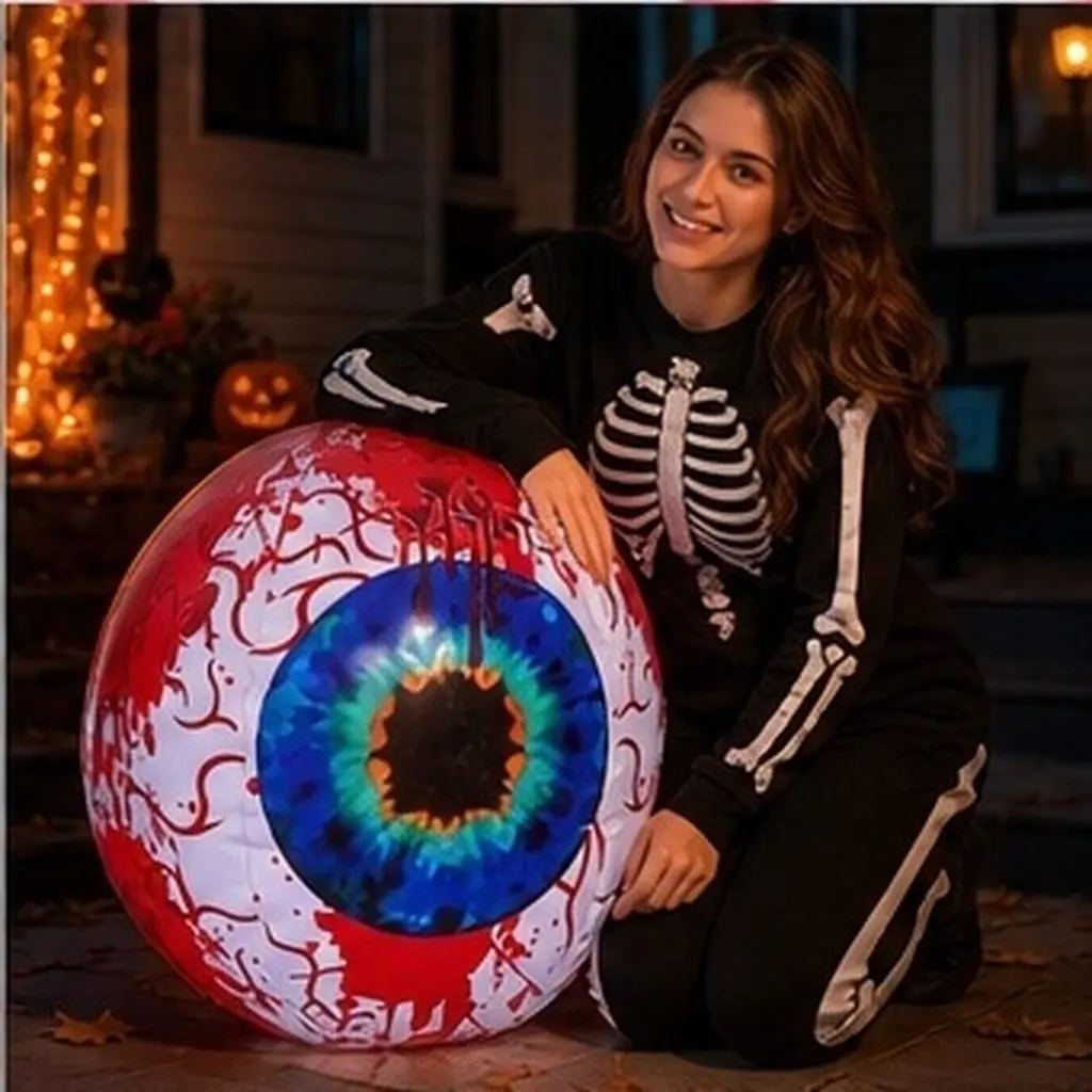 Inflatable Eyeball Lamp Halloween Lights Decoration Outdoor Party Prop Remote Control Night Effect Festive