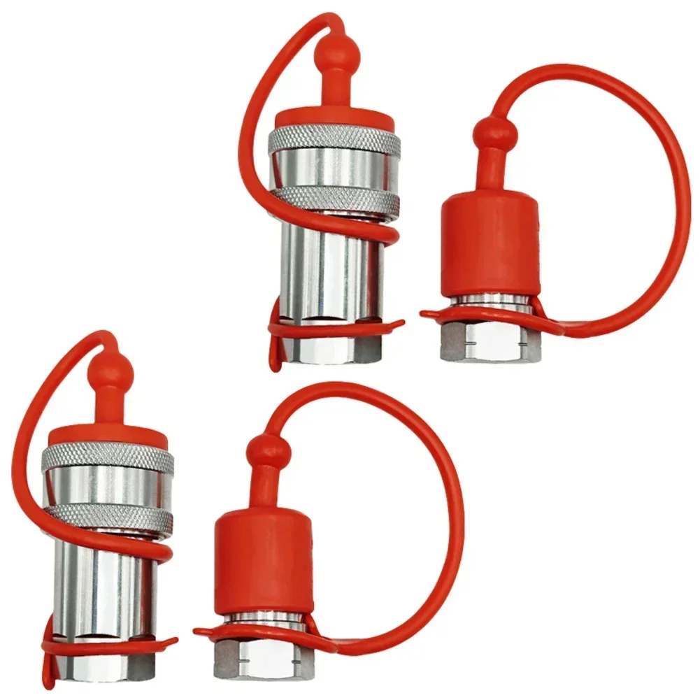 2 Sets NPTI Hydraulic Quick Connect Couplers ISO5675 with Dust Cover for Secure and Efficient Tractor Connection