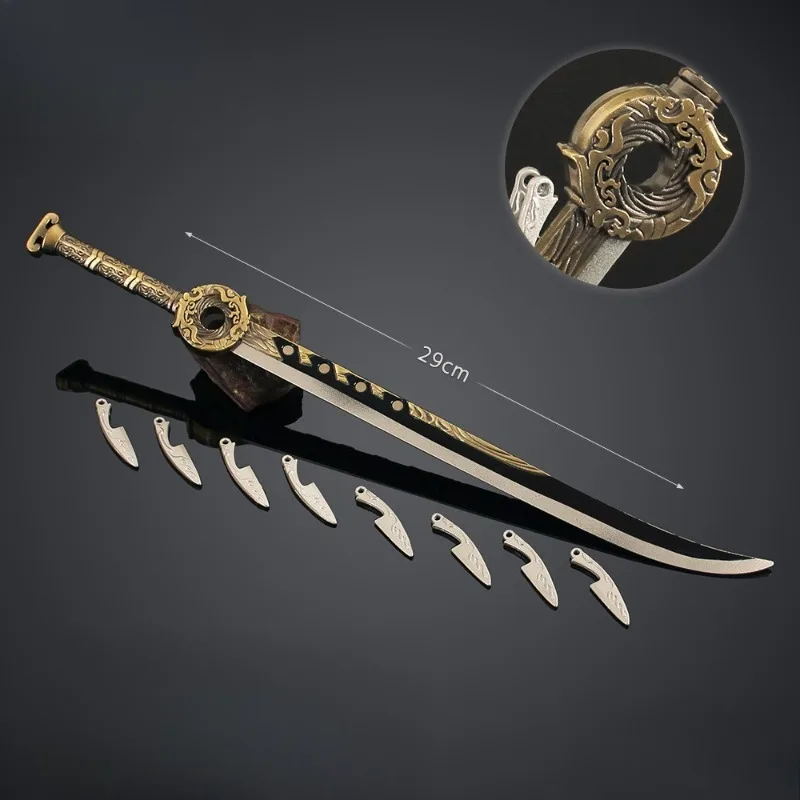 Épée dorée interconnectée Han Li 29cm/11.42 pouces, modèles d'épée de périphériques d'anime, Collection d'exposition de bureau, cadeau d'anniversaire pour filles et garçons