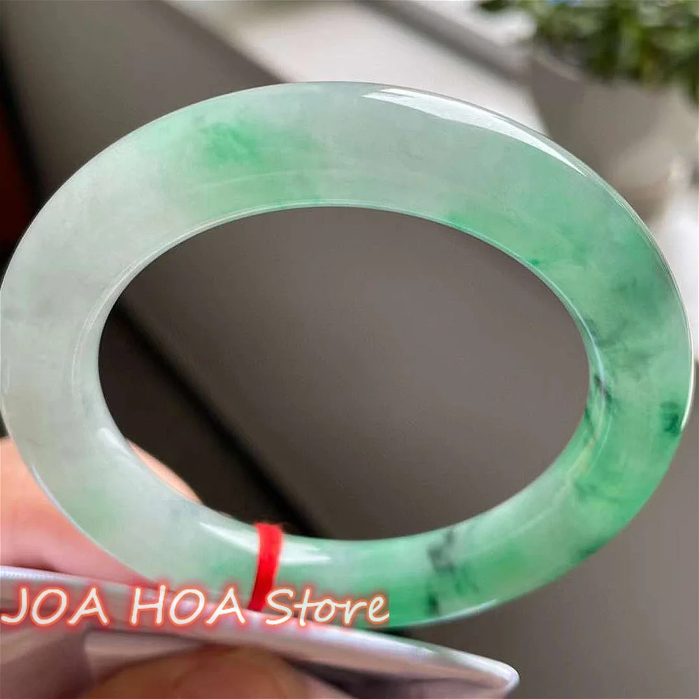 Rare Ice Glutinous Jadeite Handring Natural Emerald Floating Green Flower Jade Bracelet Exquisite Delicate Bangle Fine Jewelry