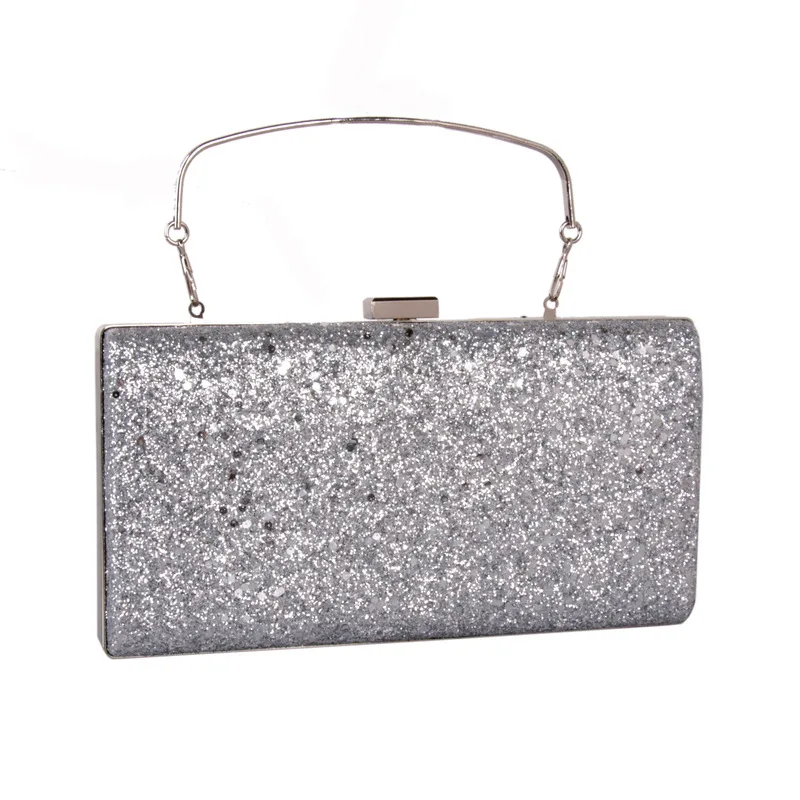 Small Sequined Dinner Frosted Shallots Women's Clutch Bag Simple Leather Square Hard Box Women's Bag Trendy Snap Closure Handbag