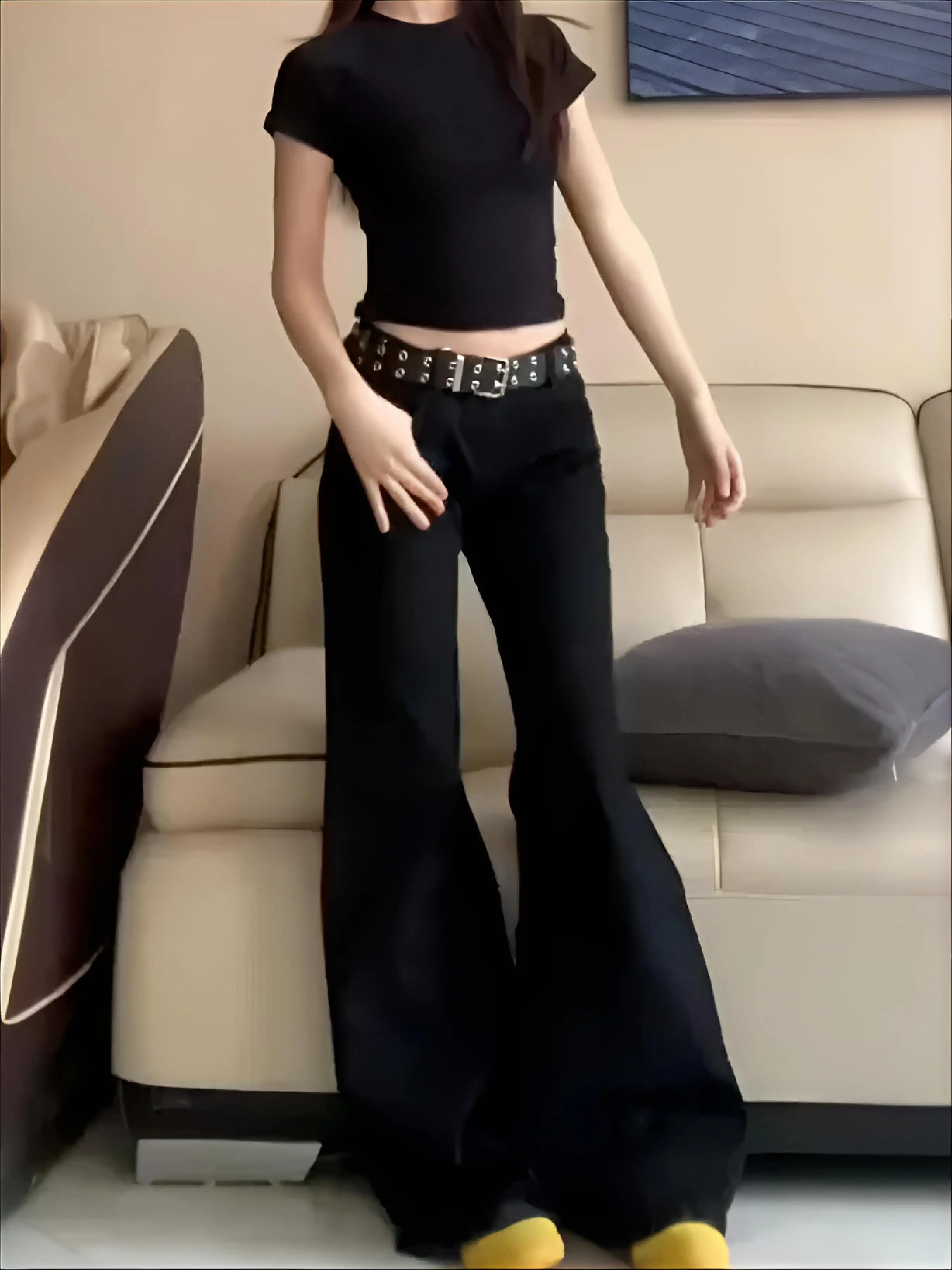 Bootcut Jeans Woman Plus Size Women Stained Boyfriend Shop Downtown Chicly Perfect Wash Lapel Side Waisted Fall Frayed Fashion