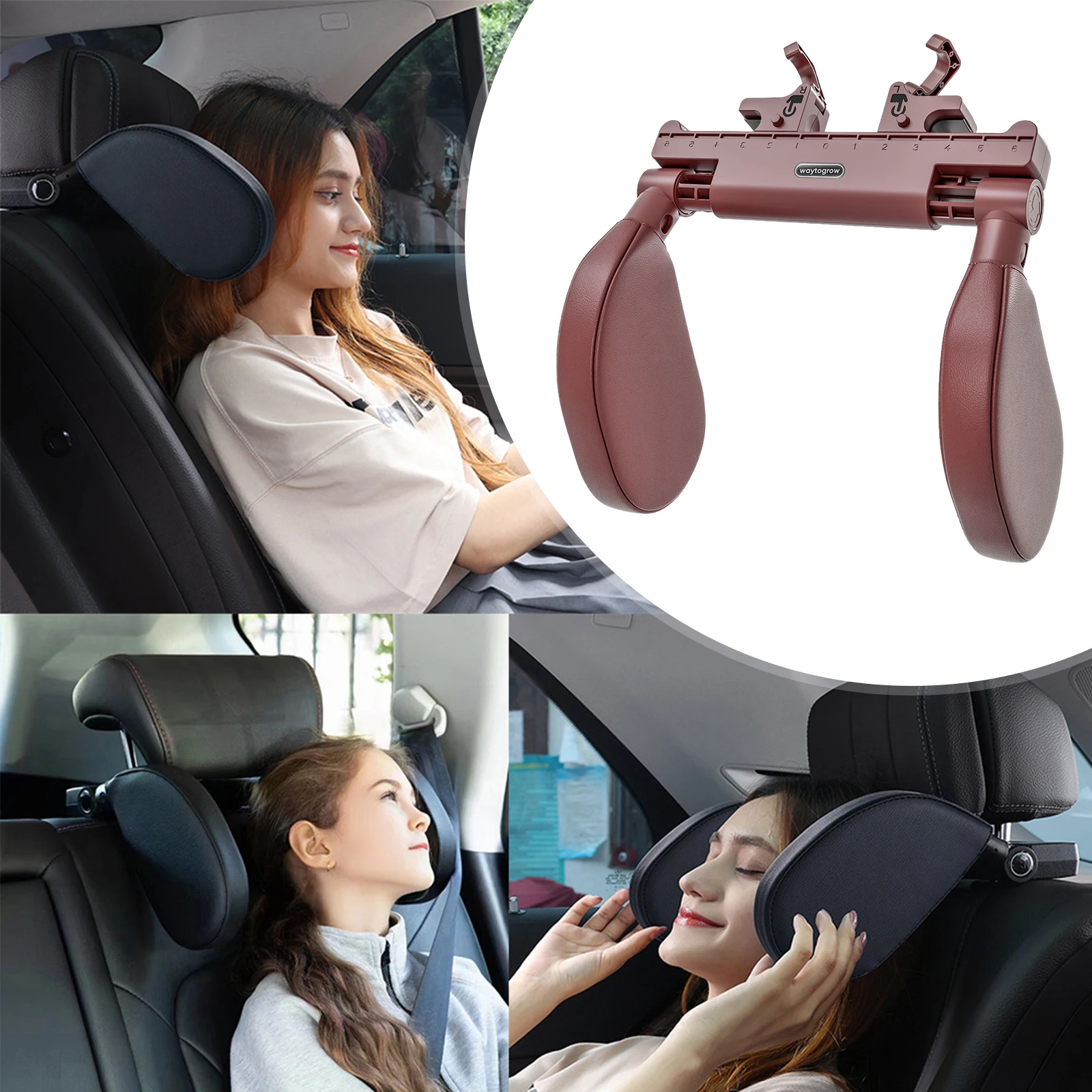 

Car Headrest Pillow 180 Adjustable Neck Support Pillow Car Neck Pillow (Coffee)
