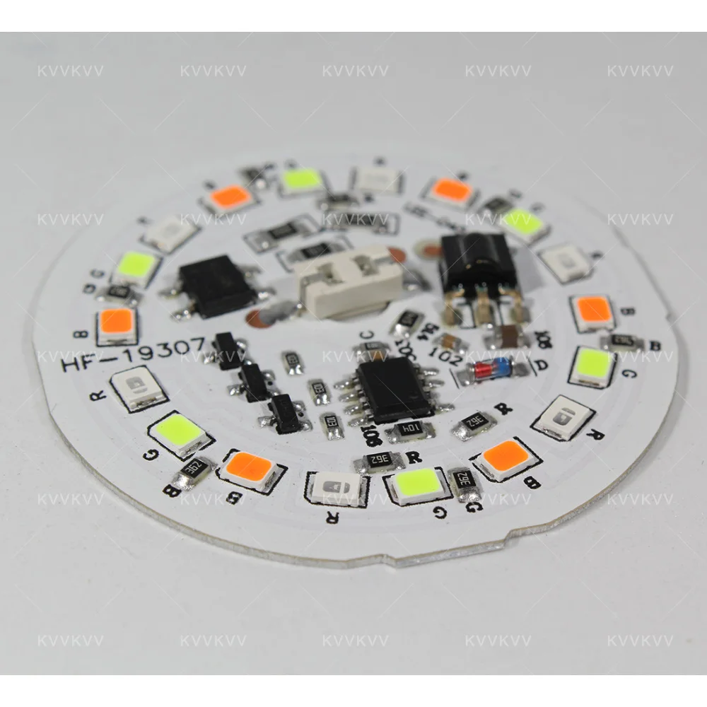 220V LED 5W Light Board RGB With Remote Control PCB Light Source Board For Bulb DIY Light Source Colorful Gradient Round Plate - Image 4