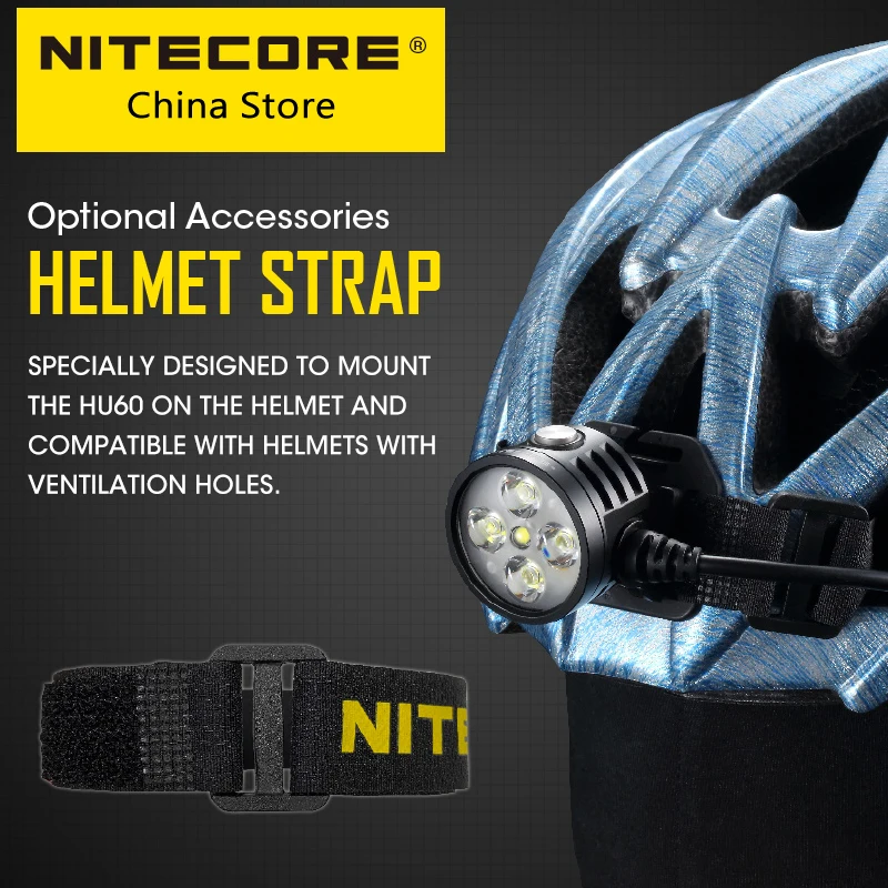 Original Nitecore HU60 Bike Headlamp Handle Bar Mount 31~35mm Handlebar Headlight Helmet Starp Set with Remote Control
