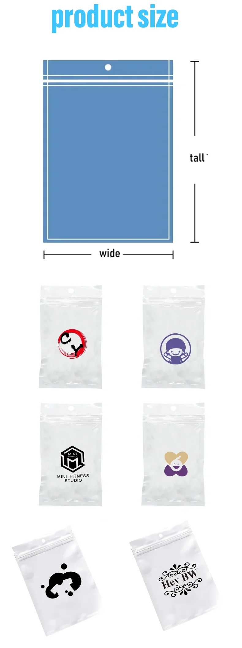 100 weiße Perlenfolien-Ziplock-Beutel, kleine, durchsichtige Verpackungsbeutel für digitale Accessoires, mit individuell bedrucktem Logo – Detail 2