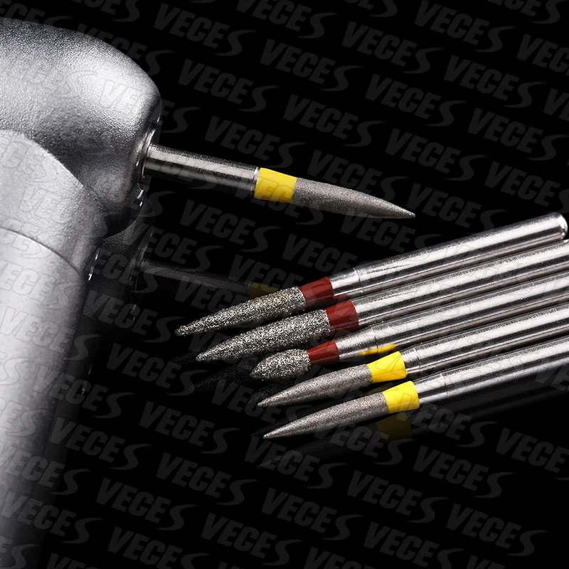 FO Type 10Pcs Dental Diamond Burs FG 1.6mm for High Speed Handpiece Polishing Teeth Stainless Steel