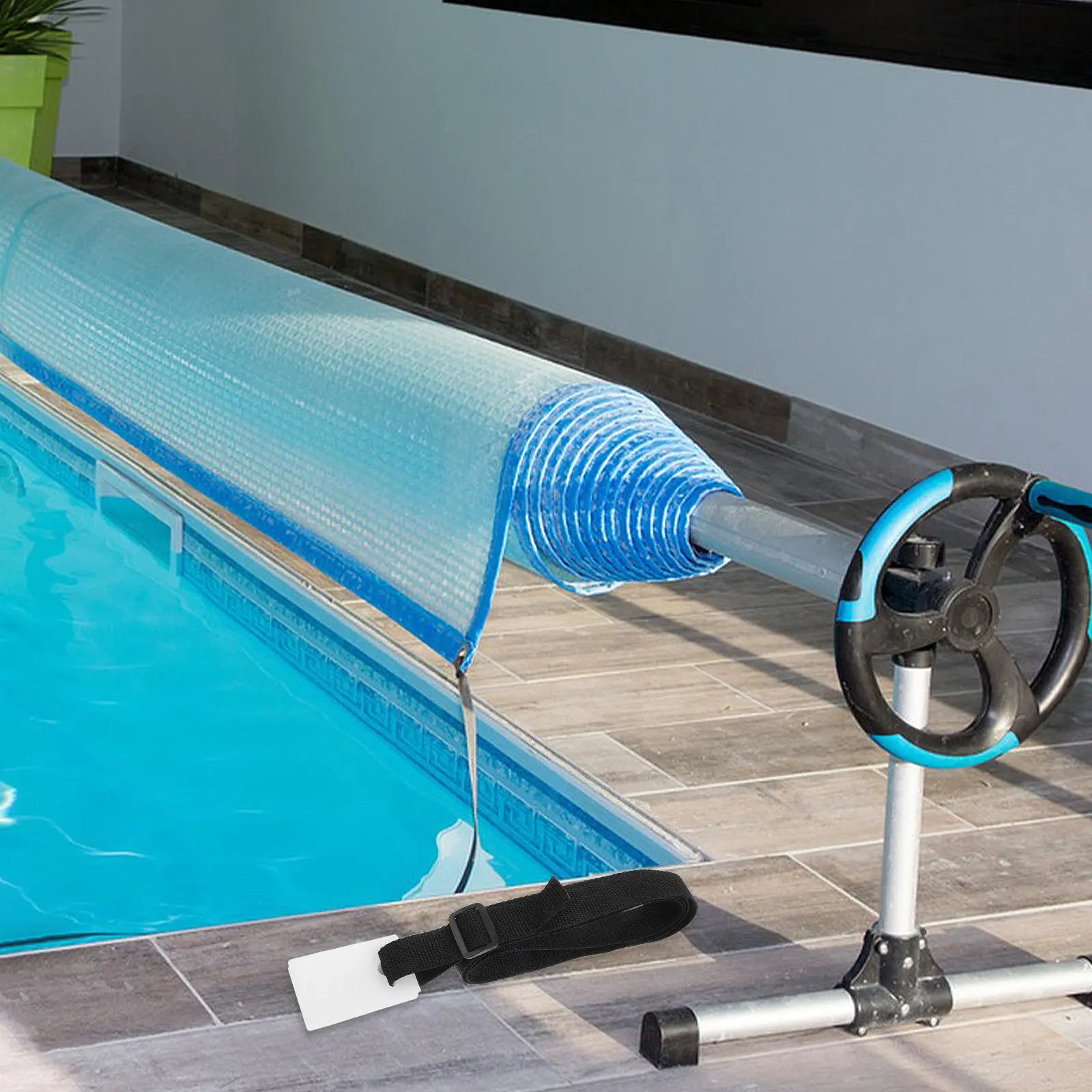 18Pcs Pool Solar Covers Reel Replacement Parts Kit Includes Reusable Clips Straps and Reel Sleeve for Above Ground Pools Easy