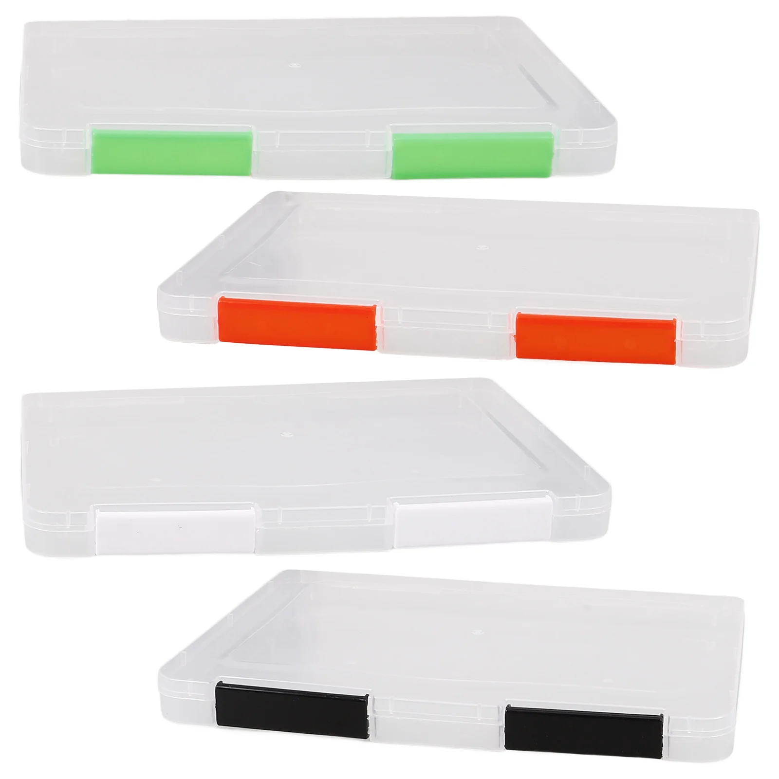 4Pcs A5 Paper Storage Box Plastic Portable Card Holder Photo Organizer Document Certificate File Organizer Case