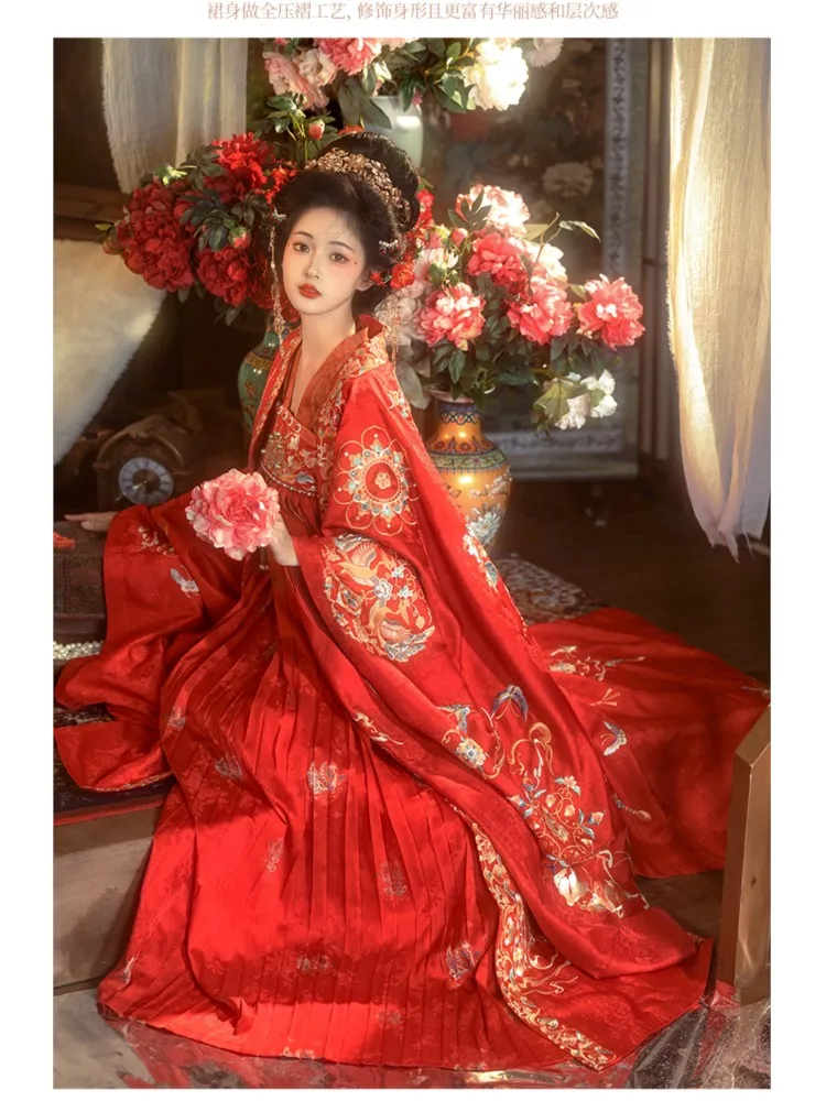

Straight-collar front-opening wide-sleeved shirt Chinese wedding dress Hanfu for women