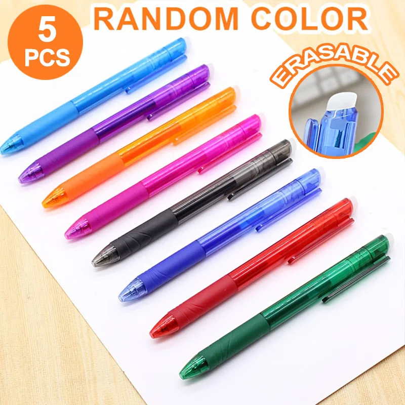 5 Erasable Ballpoint Pens, Multi-Color Refills, Can Be Used for Repeated Writing, Suitable for Taking Notes in Class, Writing on Documents, and Other Scenarios, a Small Gift for Students