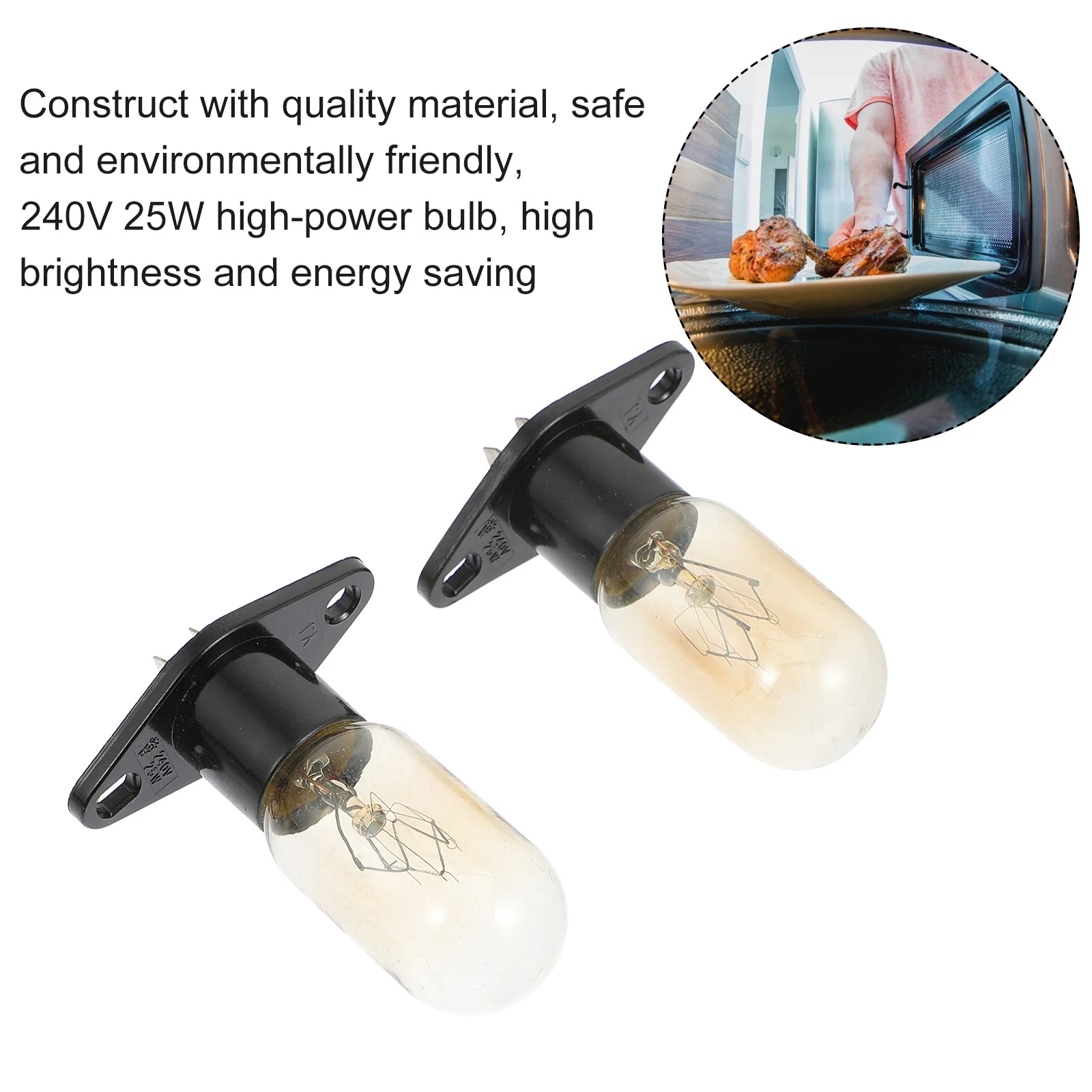 

2Pcs Light Bulb Heat-Resistant Microwave Oven Refrigerator Replacement Lamp 25W Appliance Bulb Fridge Lamp Long Lifespan