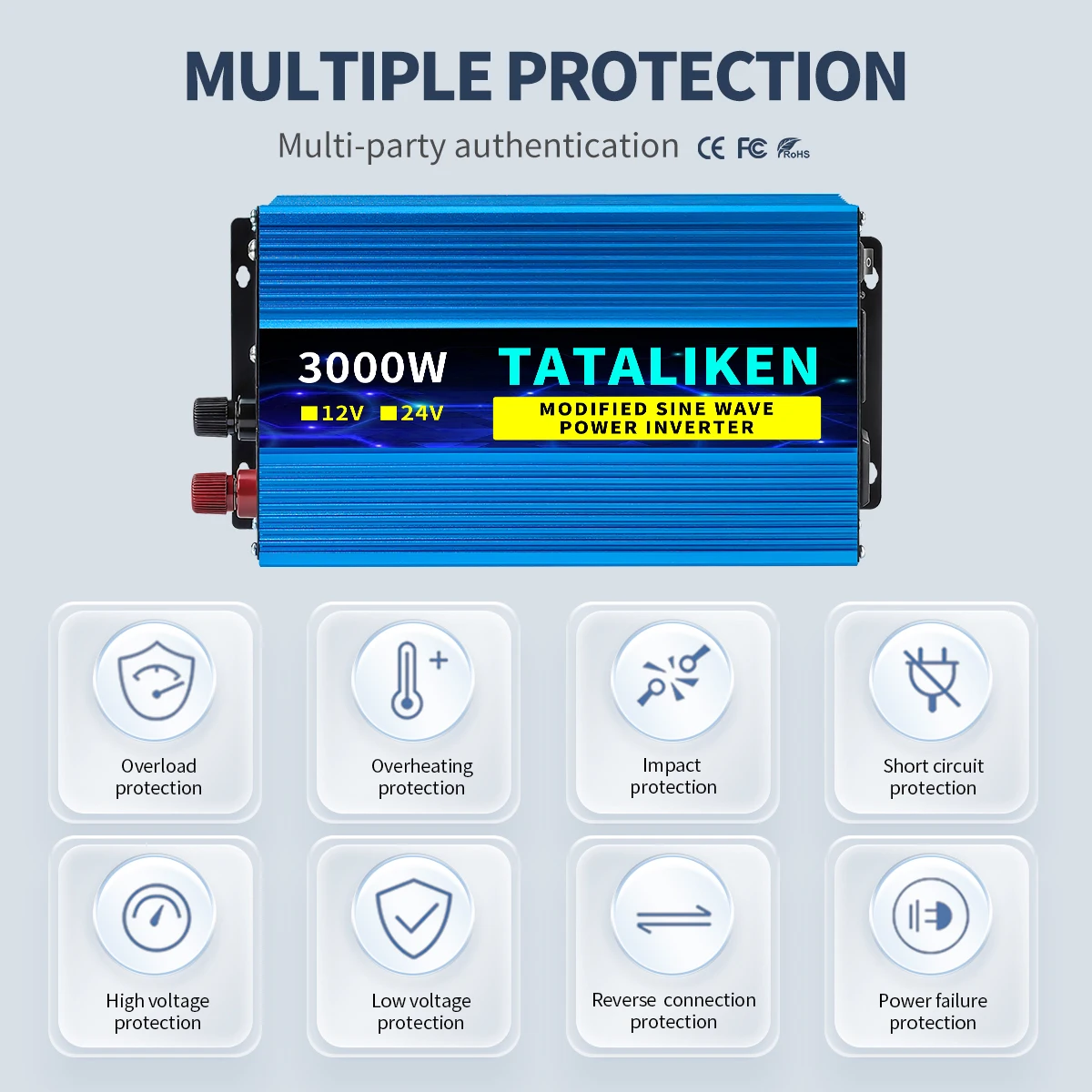 Modified sine wave inverter 600-4000W Portable Vehicle inverter 110V60HZ with digital display solar inverter