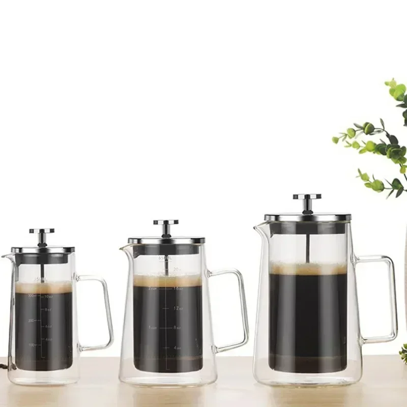 350ML/650ML/1000ML Glas Französisch Presse Wärme-beständig Doppel-schicht Filter Kaffeekanne Haushalt filter Gemeinsame Topf Kaffee Werkzeug