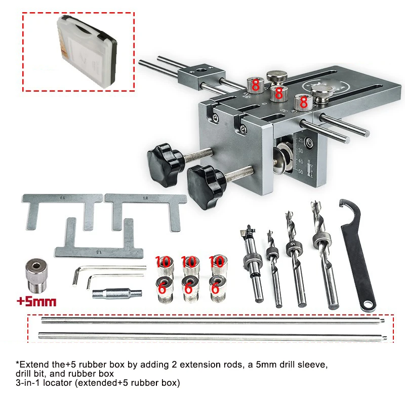 3 in 1 Punch Positioner Dowel Drill Kit Hole Opener for Furniture Fast Connecting Woodworking Drilling Guide Kit Location
