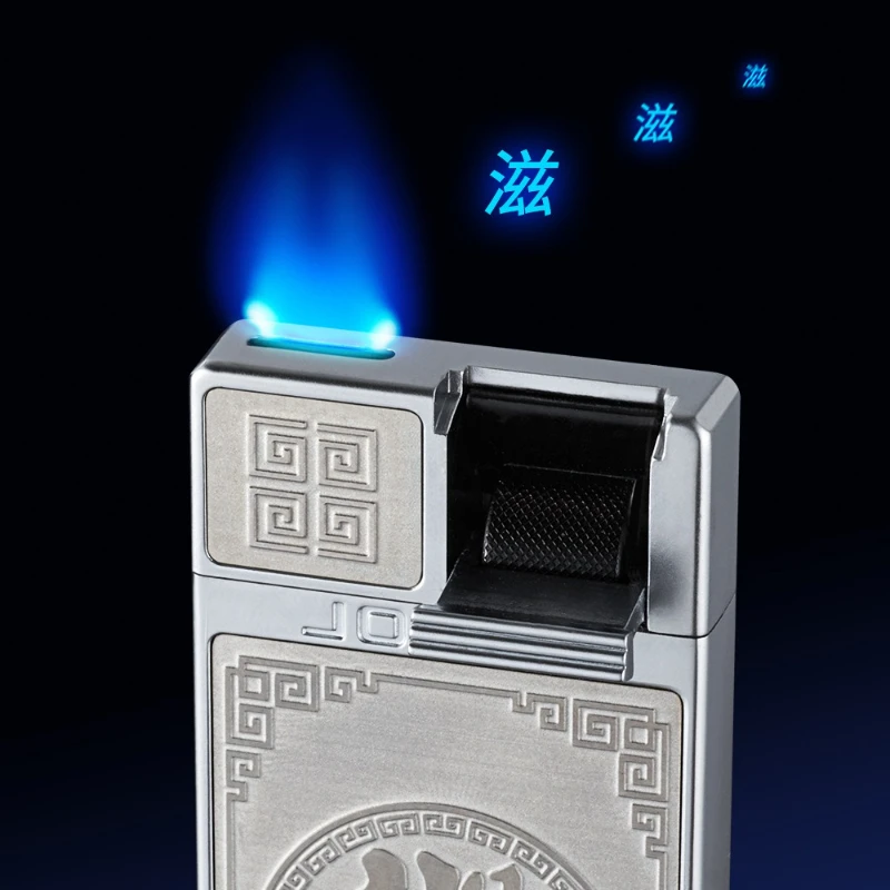 ZB320D New Metal Upgraded Luxury Ignition Gas Lighter Windproof Lighter Lightweight Blue Jet Flame Cigar Lighter Gift for Men - view 2