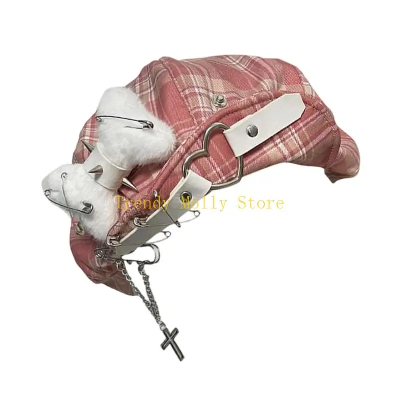 N5KB قبعة رسام القلب قبعة أجرة قبعة معدنية سلسلة الجد قبعة لخريف وشتاء