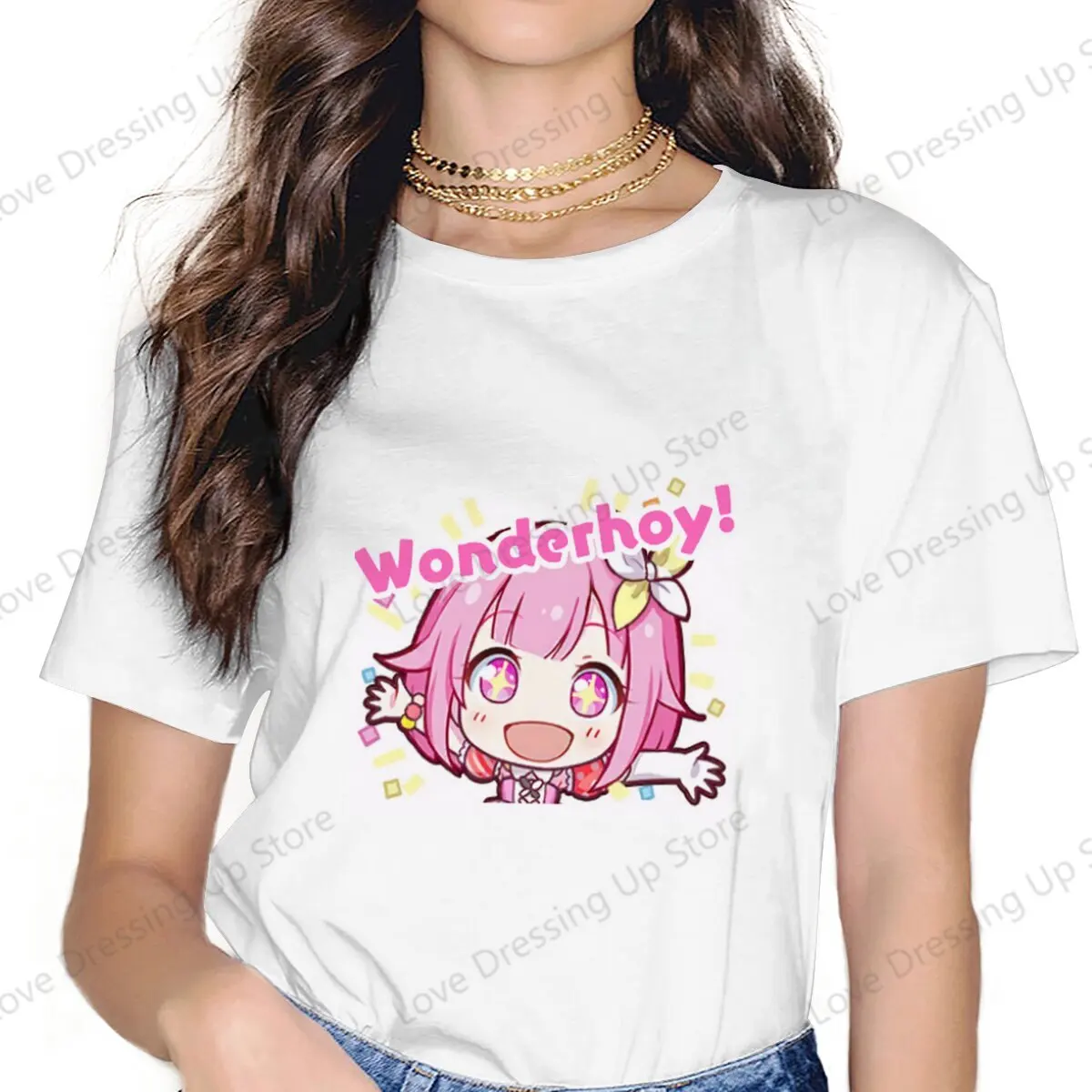 Wonderhoy-T-shirt décontracté pour femme, projet Sekai Emu Otori Anime, haute qualité, ample, vêtements d'été uniques pour femme