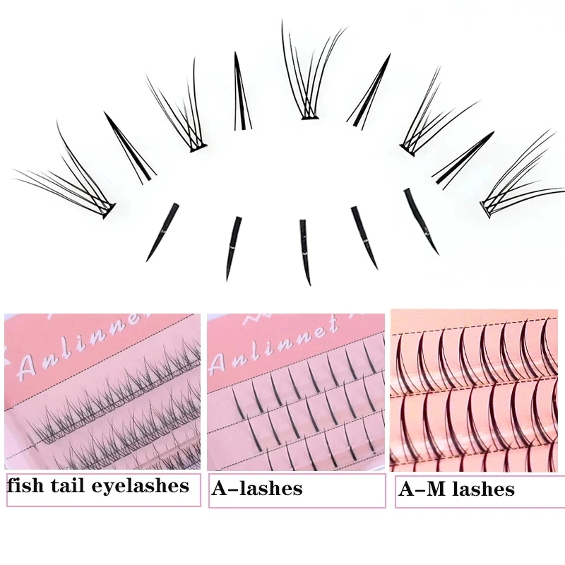 Anlinnet ขนตาปลอมสำหรับแต่งหน้าแบบมืออาชีพแต่ละก้อนมีหนามแหลมขนตาปลอมฟูธรรมชาติแบบรัสเซีย