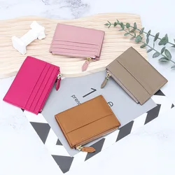New Multi-functional Ultra-thin Zipper Coin Purse Women's Leather Driver's License 2-in-1 Bank Card Bag Compact Coin Pouch