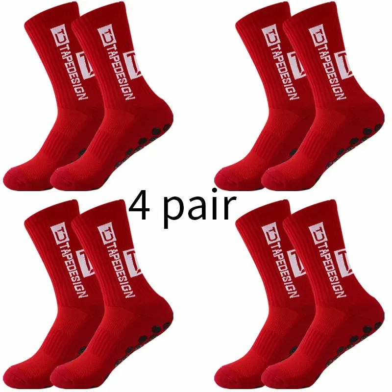 4 Pairs of Non-slip Belt Design Football Socks and Mid-calf   Basketball Sports Cycling Running