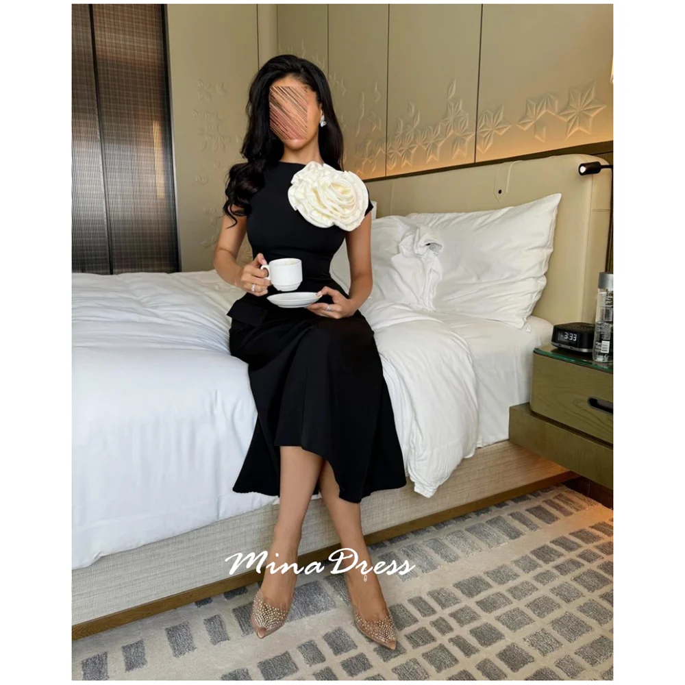 

Mina Customized Flowers Dresses for Special Events Slim Waist Formal Occasion Dresses Pocket Arabic Evening Dress Luxury Elegant