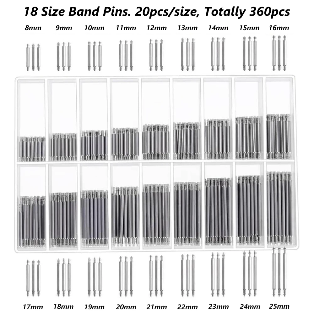 360PCS Watch Pins Spring Bar With 5PCS Watch Strap Tool Link Remover Kit For Watch Repair and Watch Band Link Pins Removal